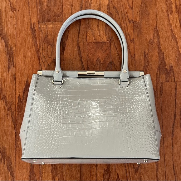 NWT Kate Spade Constance Knightsbridge Embossed Croc Leather Handbag Soft Taupe - Picture 4 of 10